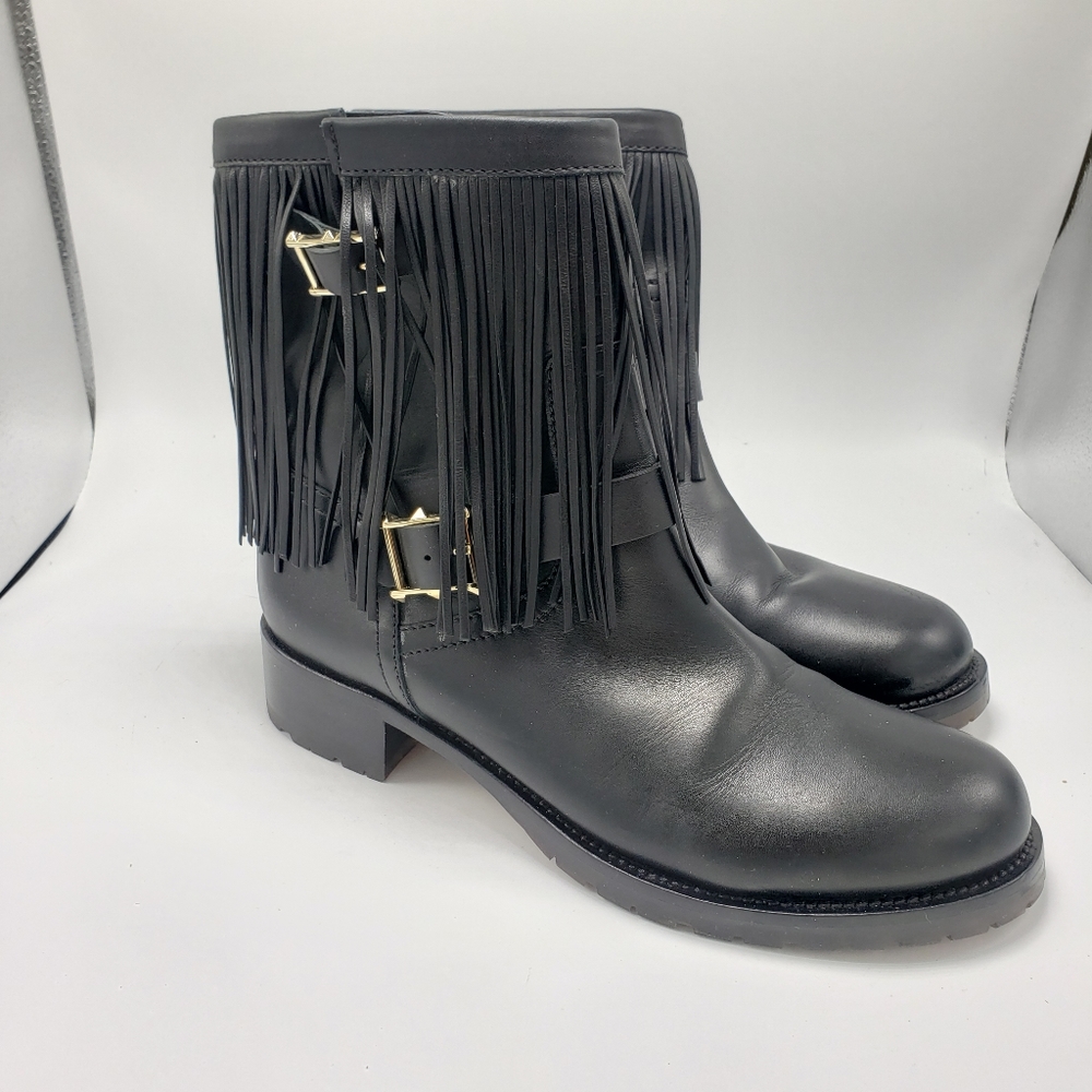 Valentino Fringe Moto Boots